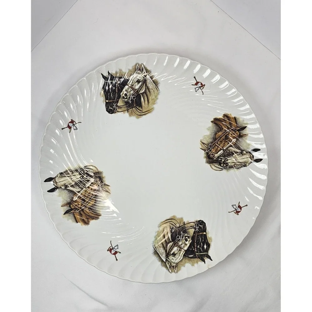 Vintage Burleigh Ware Ironstone Serving Platter Horse‎ Equestrian England 13
